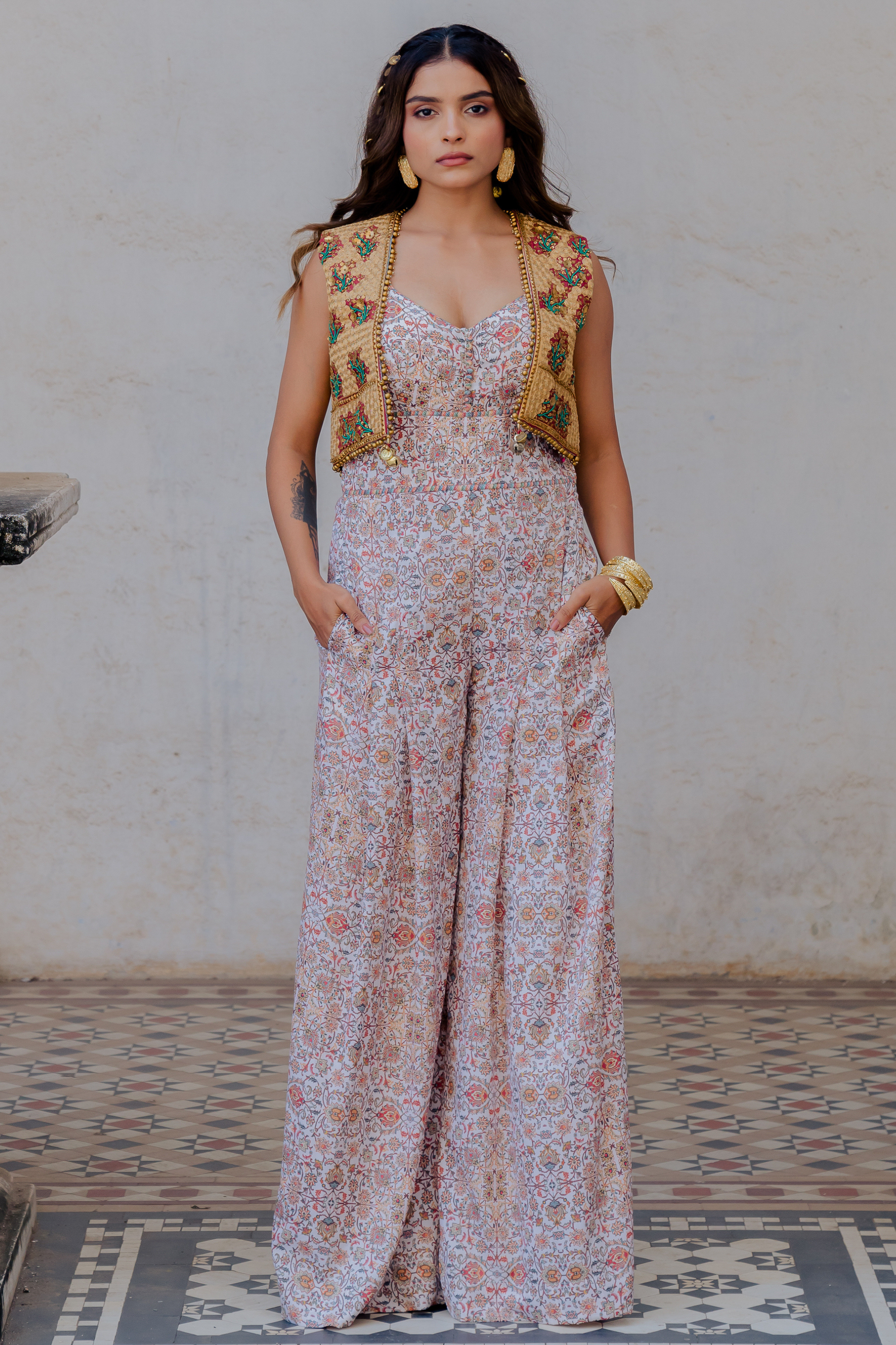 Palazzo jumpsuit online with jacket